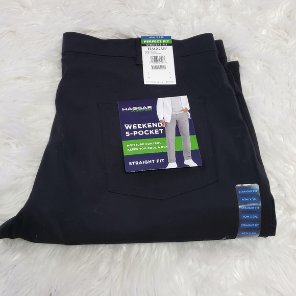 Haggar men's Straight fit weekend 5 Pocket pant - Picture 1 of 4
